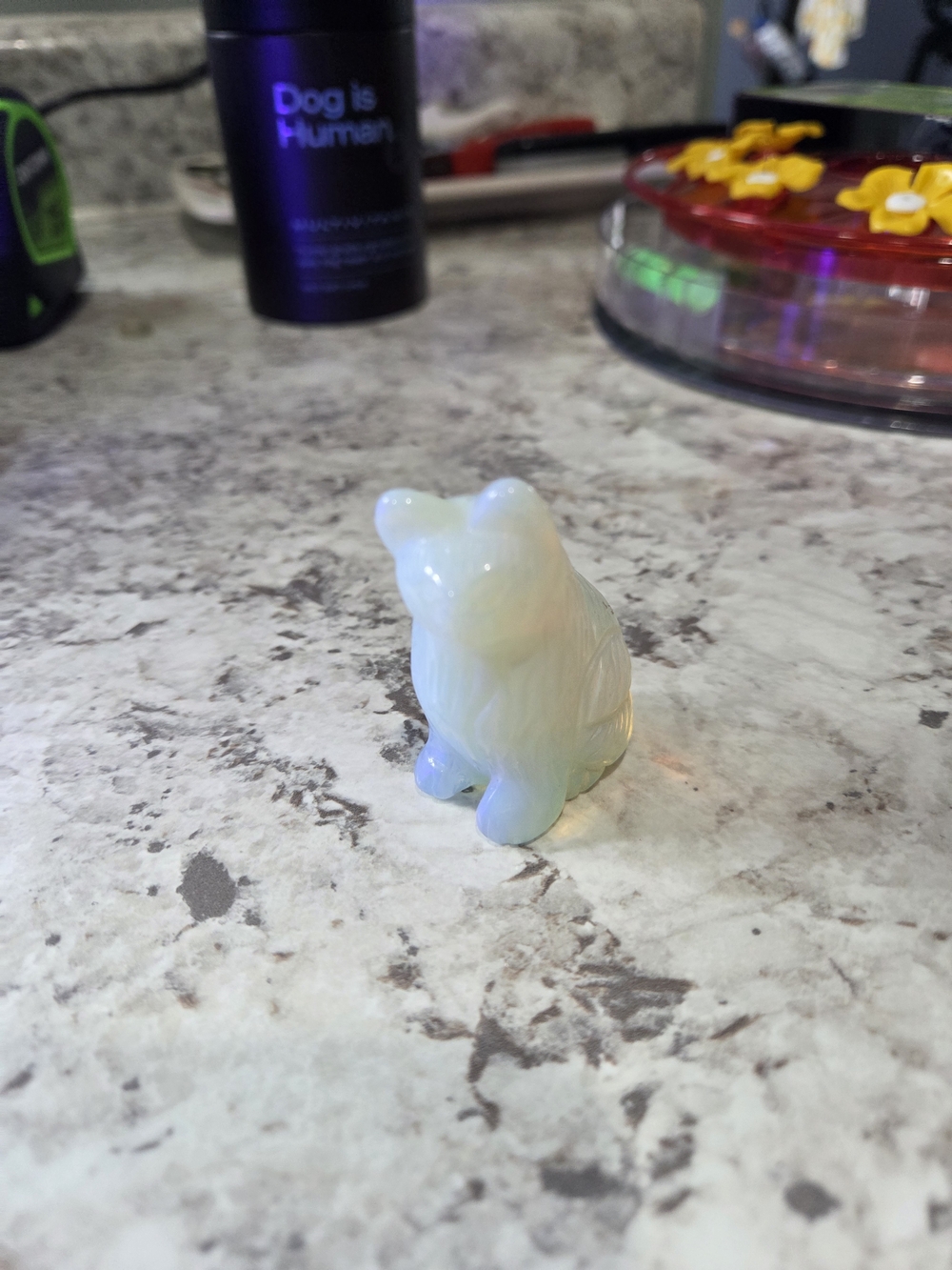 Carved crystal white opaltie cat figurine animal carving home decor 2''